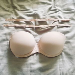 PINK Nude Strapless Push Up Bra With Straps